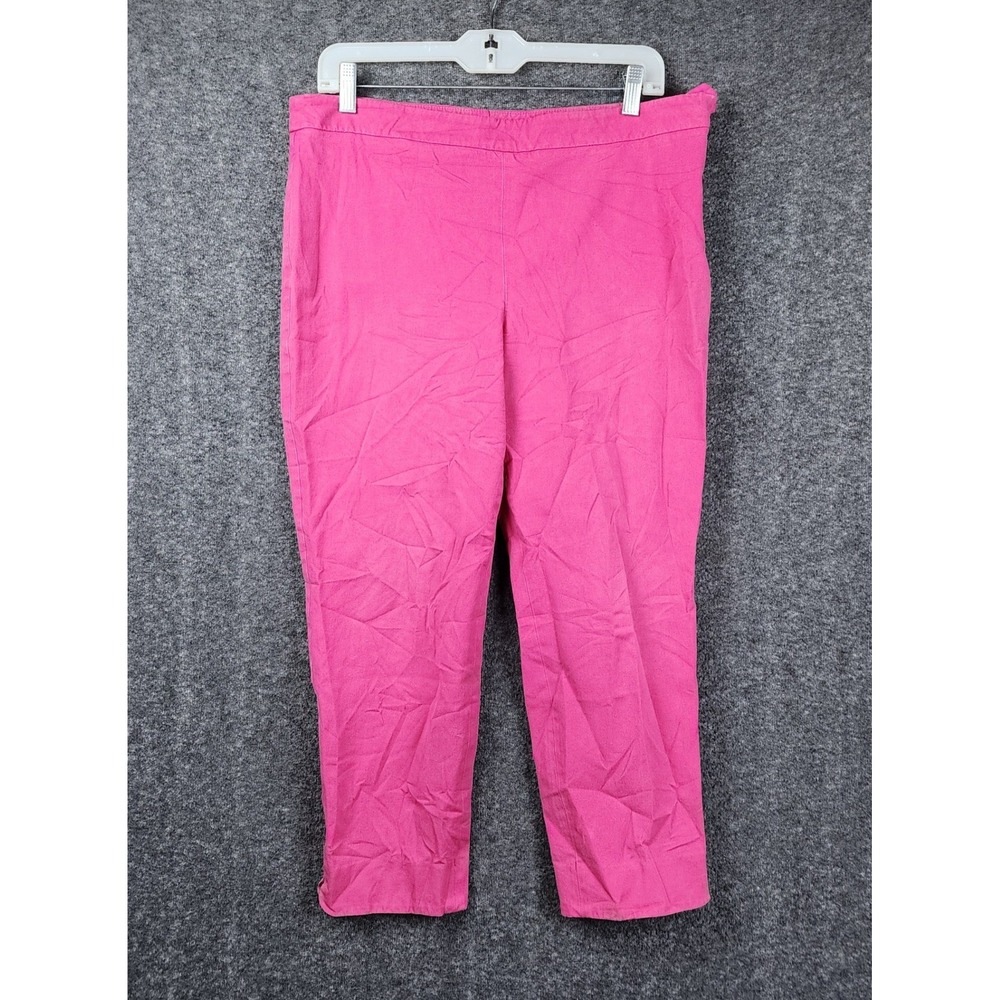 Talbots Cropped Pants Women 14P Pink Side Zip Cotton Blend Straight Leg Capris